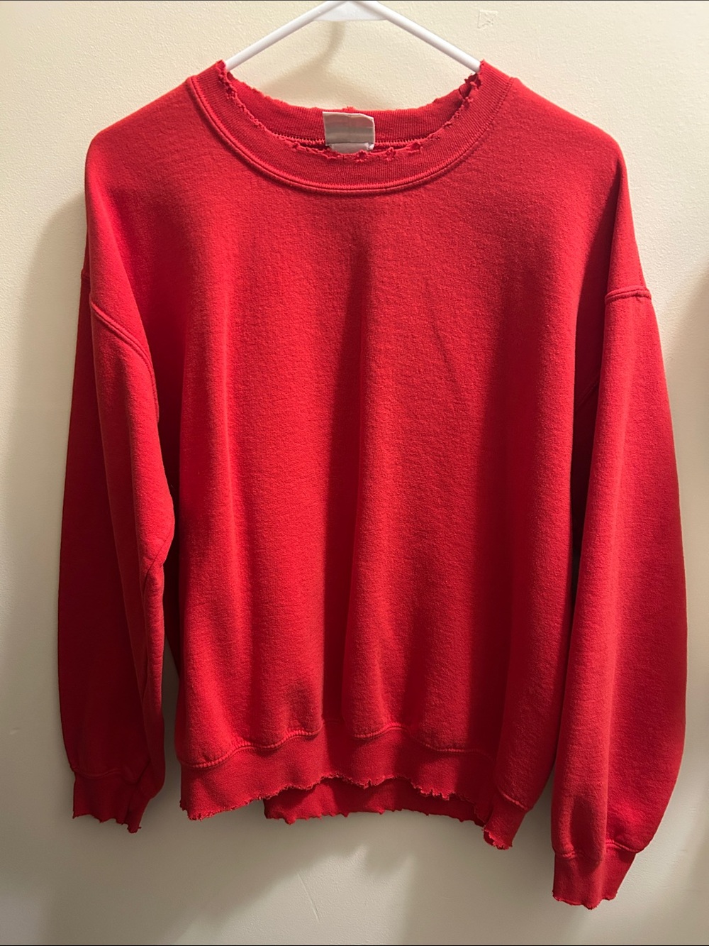 Junk Food Clothing Red Distressed Crewneck Sweatshirt